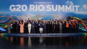 Na imagem, líderes mundiais durante o G20 no Rio